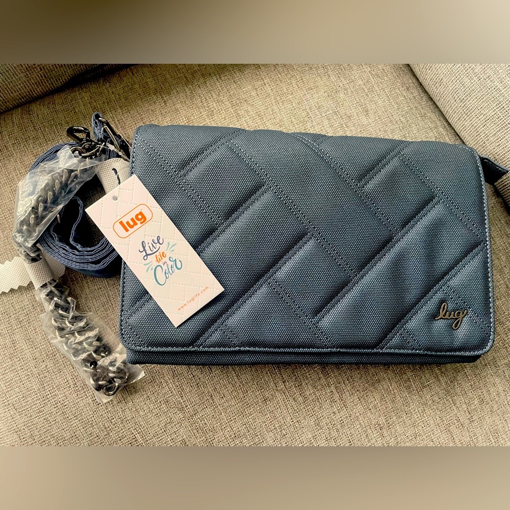 💙 NWT Lug Huddle Matte Luxe VL Shoulder Bag in Slate Blue with 2 straps 💙